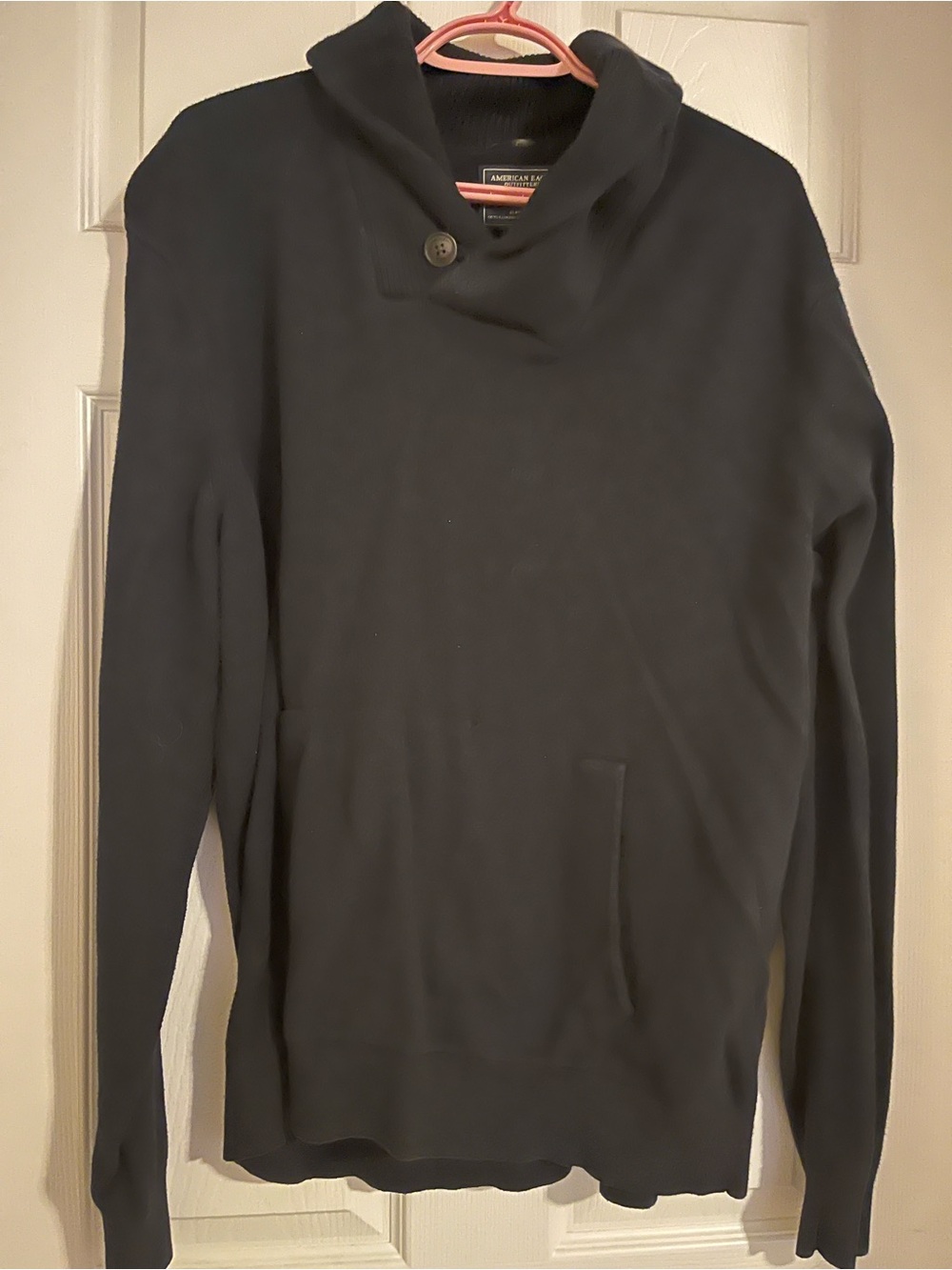 American Eagle Outfitters Navy Turtleneck Shawl-Collar Sweater